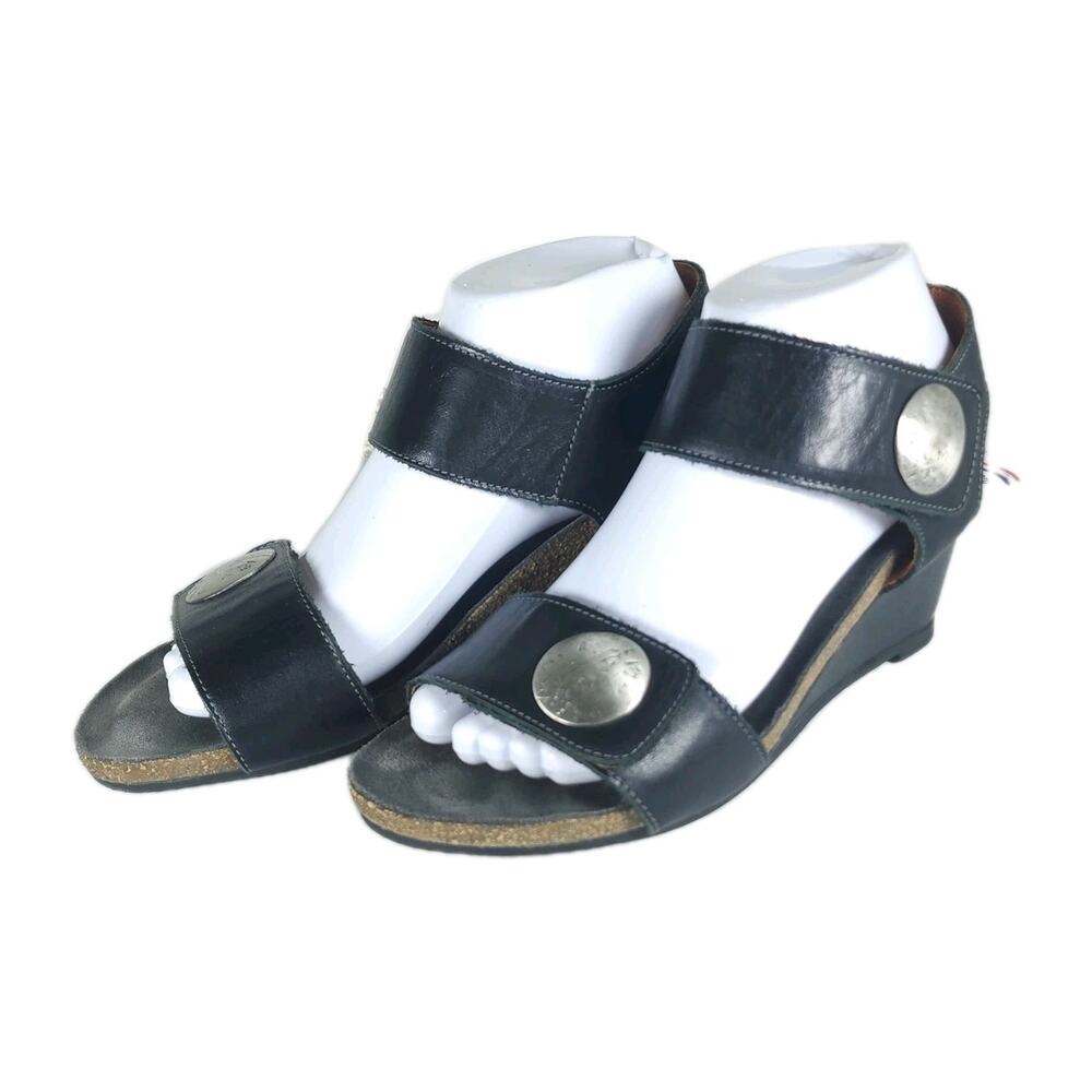 Taos Women’s Carousel 2 EU38 US 7-7,5 Black Leather Wedge Strappy Sandal Shoes